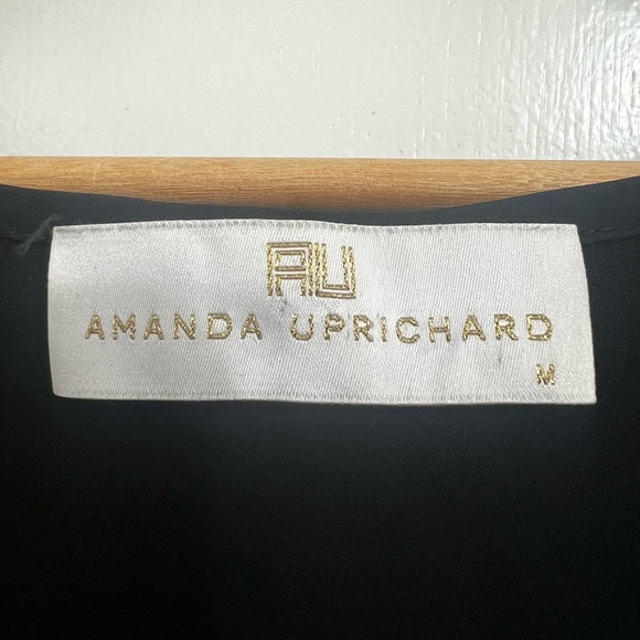 Vintage Amanda Uprichard M Long Sleeve V Neck Black Chic Minimalist Mini Dress - Picture 5 of 7